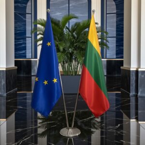 Drapeau Lituanie et socle en inox antidérapant