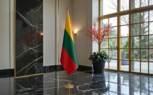 base porte-drapeau en acier brossé institutionnel