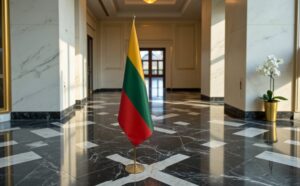 base porte-drapeau en acier brossé de prestige