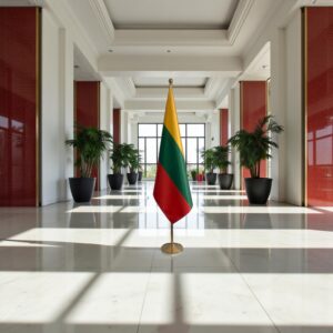 base porte-drapeau en acier brossé de protocole