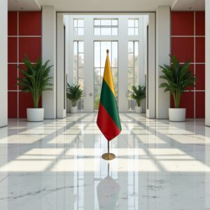 base porte-drapeau en acier brossé de bureau