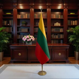 base porte-drapeau en inox brossé raffiné