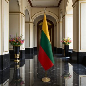 base porte-drapeau en inox brossé robuste