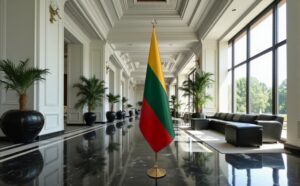 base porte-drapeau en inox brossé de protocole