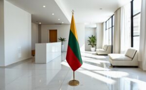 Pavillon Lituanie sur socle en marbre haut de gamme