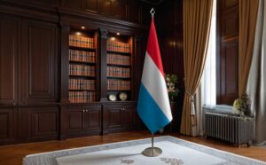 drapeau Luxembourg sur socle