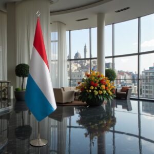 drapeau Luxembourg sur socle