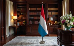 drapeau Luxembourg sur socle