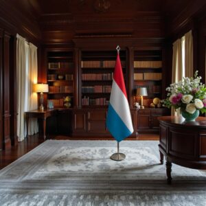 drapeau Luxembourg sur socle