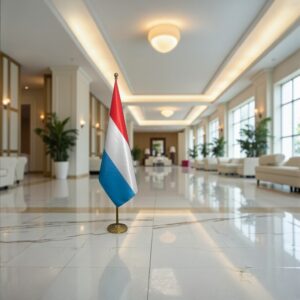 drapeau Luxembourg avec mat