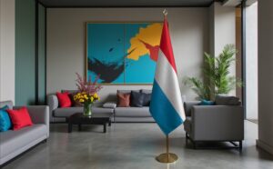 drapeau Luxembourg avec mat