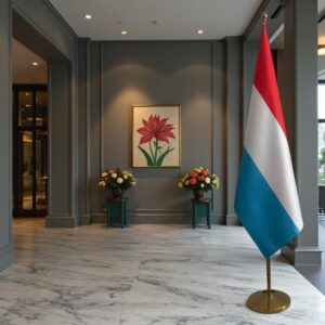 drapeau Luxembourg avec mat