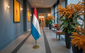 drapeau Luxembourg avec pied