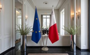 drapeau Malte avec socle