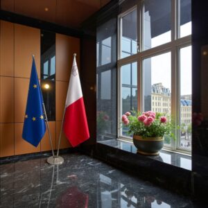 drapeau Malte avec socle