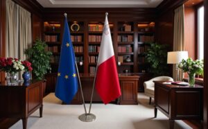 drapeau Malte avec socle