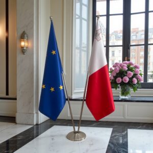 drapeau Malte avec socle