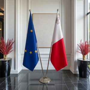 drapeau Malte avec socle