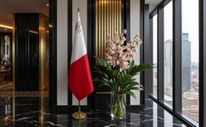 drapeau Malte avec support