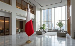 drapeau Malte avec support