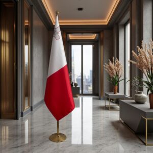 drapeau Malte avec support