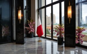 Bannière Malte avec socle en acier de prestige