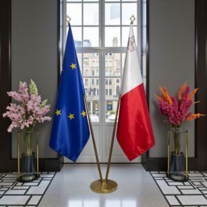 drapeau Malte avec pied