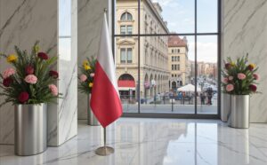 drapeau Pologne avec pied