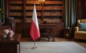 drapeau Pologne avec pied