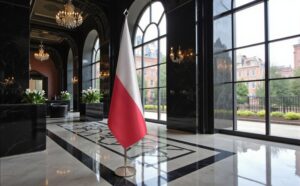 drapeau Pologne avec pied