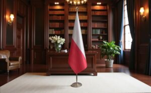 drapeau Pologne avec pied