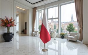 drapeau Pologne avec pied