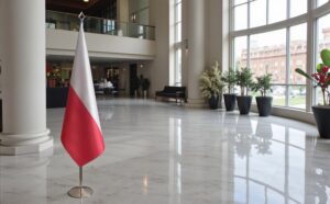 drapeau Pologne sur pied