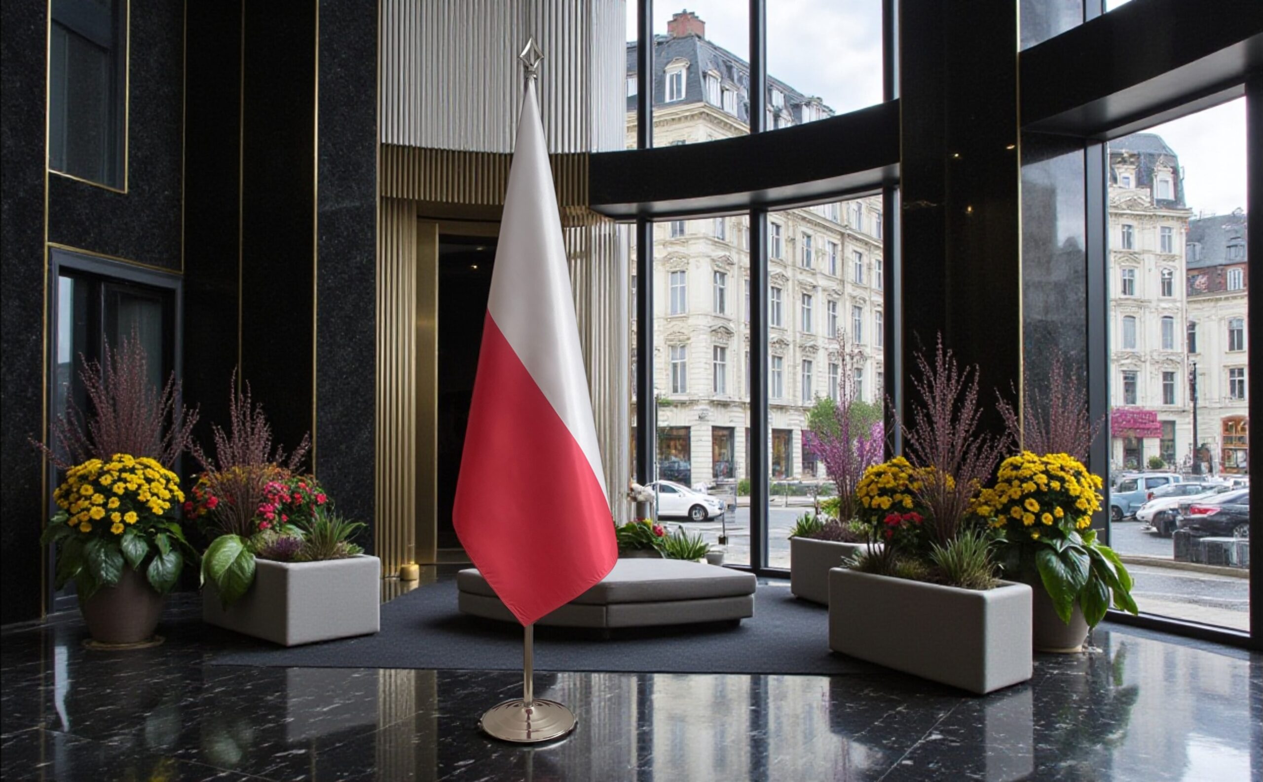 drapeau Pologne avec pied