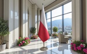 drapeau Pologne sur pied