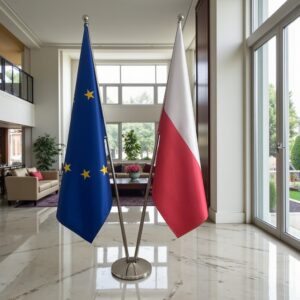 drapeau Pologne et UE