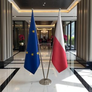 drapeau Pologne et UE
