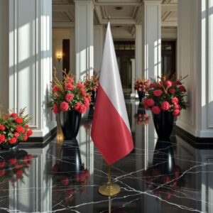 drapeau Pologne avec socle