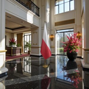 drapeau Pologne avec socle