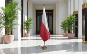 drapeau Pologne avec socle