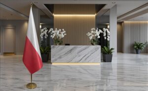 drapeau Pologne avec socle