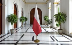 drapeau Pologne avec socle