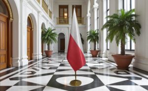 drapeau Pologne avec socle