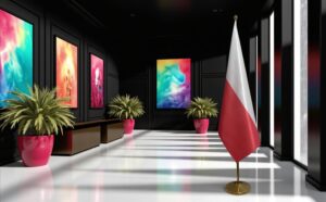 drapeau Pologne avec socle