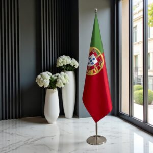 Bannière Portugal avec socle en inox de bureau