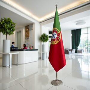 Drapeau Portugal avec socle en inox antidérapant