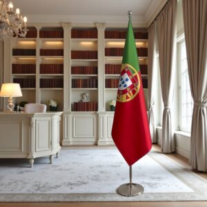 Bannière Portugal avec socle en inox de prestige