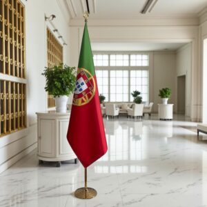 Bannière Portugal avec socle en bois professionnel