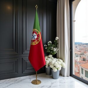 Drapeau Portugal avec socle en marbre officiel