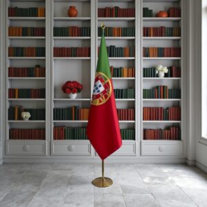 Bannière Portugal avec socle en marbre classique
